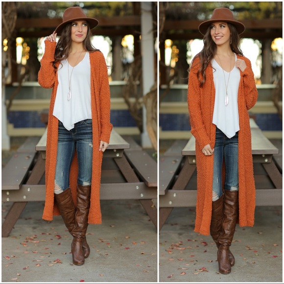 Infinity Raine Sweaters - ✨LAST✨Rust Soft Long Sleeve Open  Long Cardigan